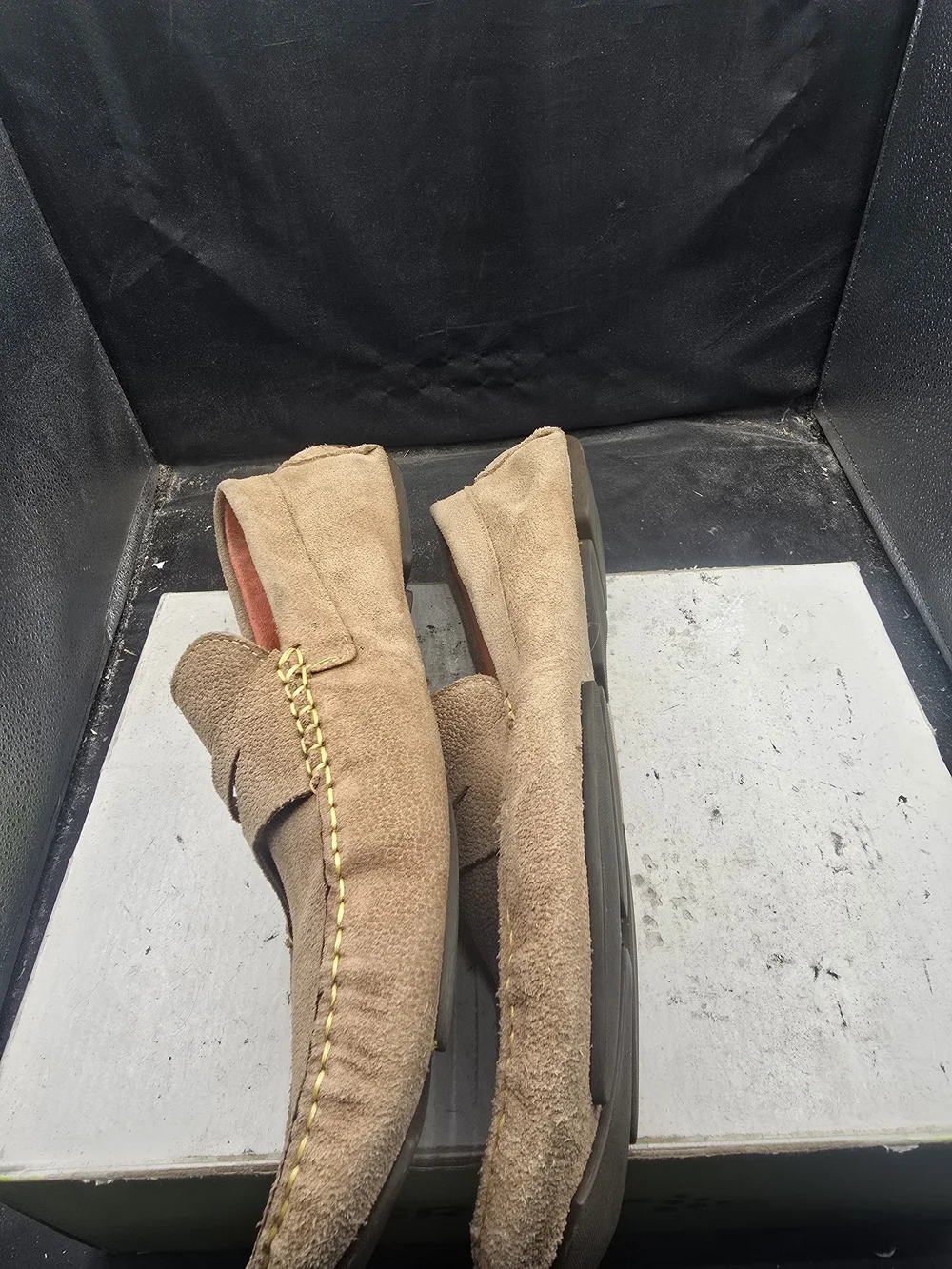 Donald J. Pliner Suede Penny Loafers in Taupe